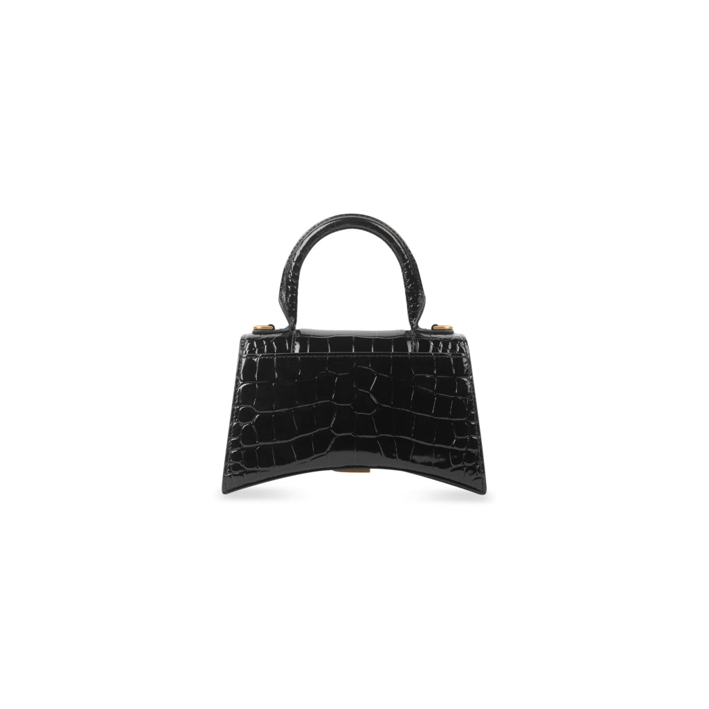 túi BALENCIAGA HOURGLASS XS HANDBAG CROCODILE EMBOSSED IN BLACK 5928331LRGM1000 hàng hiệu authentic tại hà nội, sài gòn, tphcm, việt nam.