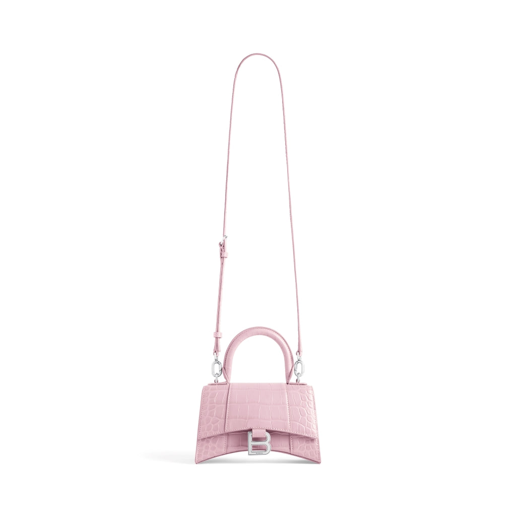 túi xách BALENCIAGA HOURGLASS XS HANDBAG CROCODILE EMBOSSED IN LIGHT PINK 5928331LR6Y6904 