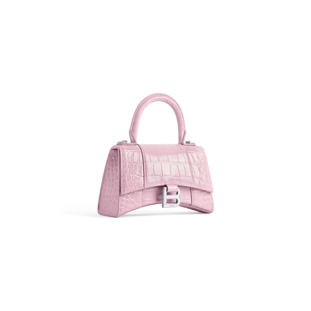 túi xách BALENCIAGA HOURGLASS XS HANDBAG CROCODILE EMBOSSED IN LIGHT PINK 5928331LR6Y6904 authentic tại hà nội, sài gòn, tp hcm, việt nam.