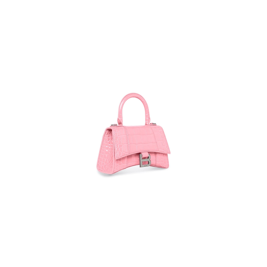 túi BALENCIAGA HOURGLASS XS HANDBAG CROCODILE EMBOSSED IN PINK 5928331LR6Y5812 authentic hàng hiệu tại hà nội, sài gòn, tphcm, Việt Nam.