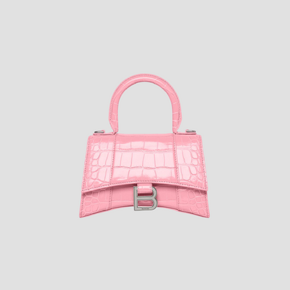 BALENCIAGA HOURGLASS XS HANDBAG CROCODILE EMBOSSED PINK 5928331LR6Y5812