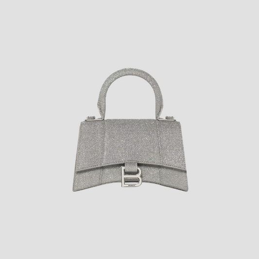BALENCIAGA HOURGLASS XS SHOULDER IN GLITTER GREY 5928332102G1501