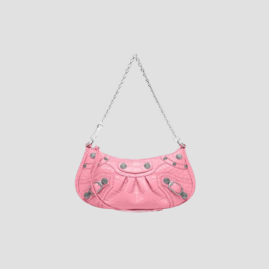 BALENCIAGA LE CAGOLE MINI BAG CROCODILE EMBOSSED WITH CHAIN PINK 69581423EBY5812