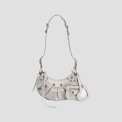 Balenciaga Le Cagole XS Shoulder Bag Glitter Silver FW23 671309210O98110
