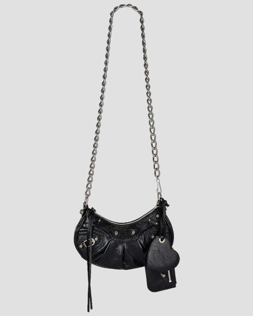 BALENCIAGA LE CAGOLE XS SHOULDER BAG WITH CHAIN IN BLACK 7128131VG9Y1000