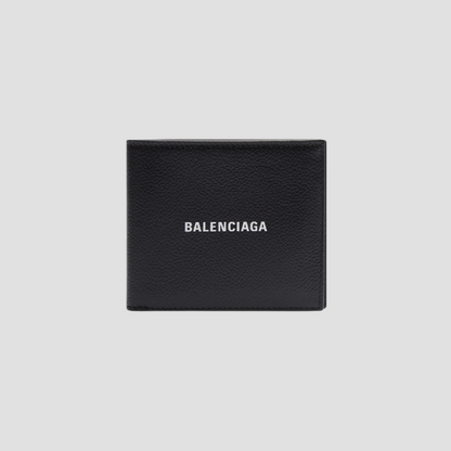 BALENCIAGA MEN'S CASH SQUARE FOLDED WALLET IN BLACK/WHITE 5945491IZI31090