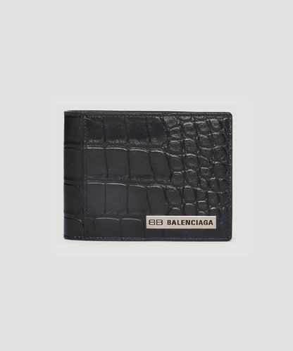 BALENCIAGA PLATE SQUARE CROCODILE-EMBOSSED FOLDED LEATHER 67171823E9Y1000