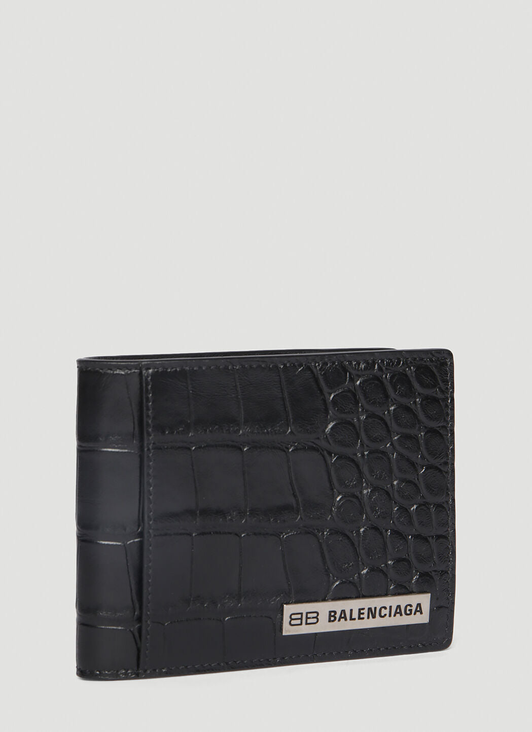 tổng thể ví BALENCIAGA PLATE SQUARE CROCODILE-EMBOSSED FOLDED LEATHER 67171823E9Y1000