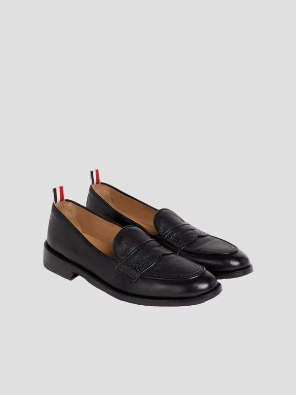 BLACK VITELLO CALF LEATHER FLEXIBLE LEATHER SOLE SOFT PENNY LOAFER MFL076A05584001