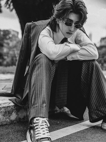 Thái Tử Khôn wearing Bottega Veneta BV1386S 007 Silver Sunglasses