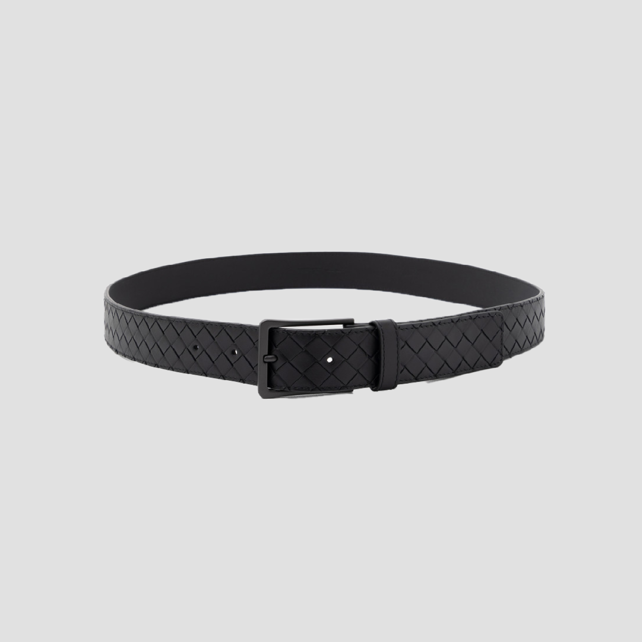 Bottega Veneta Intrecciato Black Belt Grey Matte Buckle 475599V47W01275