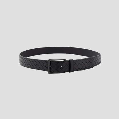Bottega Veneta Intrecciato Black Belt Grey Matte Buckle 475599V47W01275
