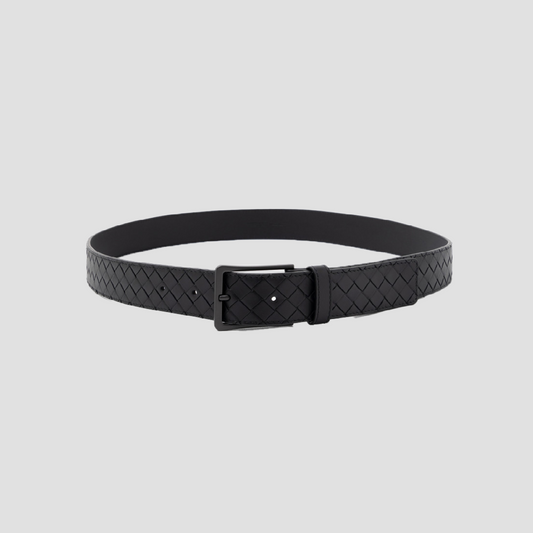 Bottega Veneta Intrecciato Black Belt Grey Matte Buckle 475599V47W01275
