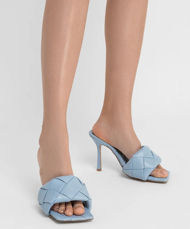 Bottega Veneta Lido Mule Pale Blue 608854VBSS04335 on a neutral background