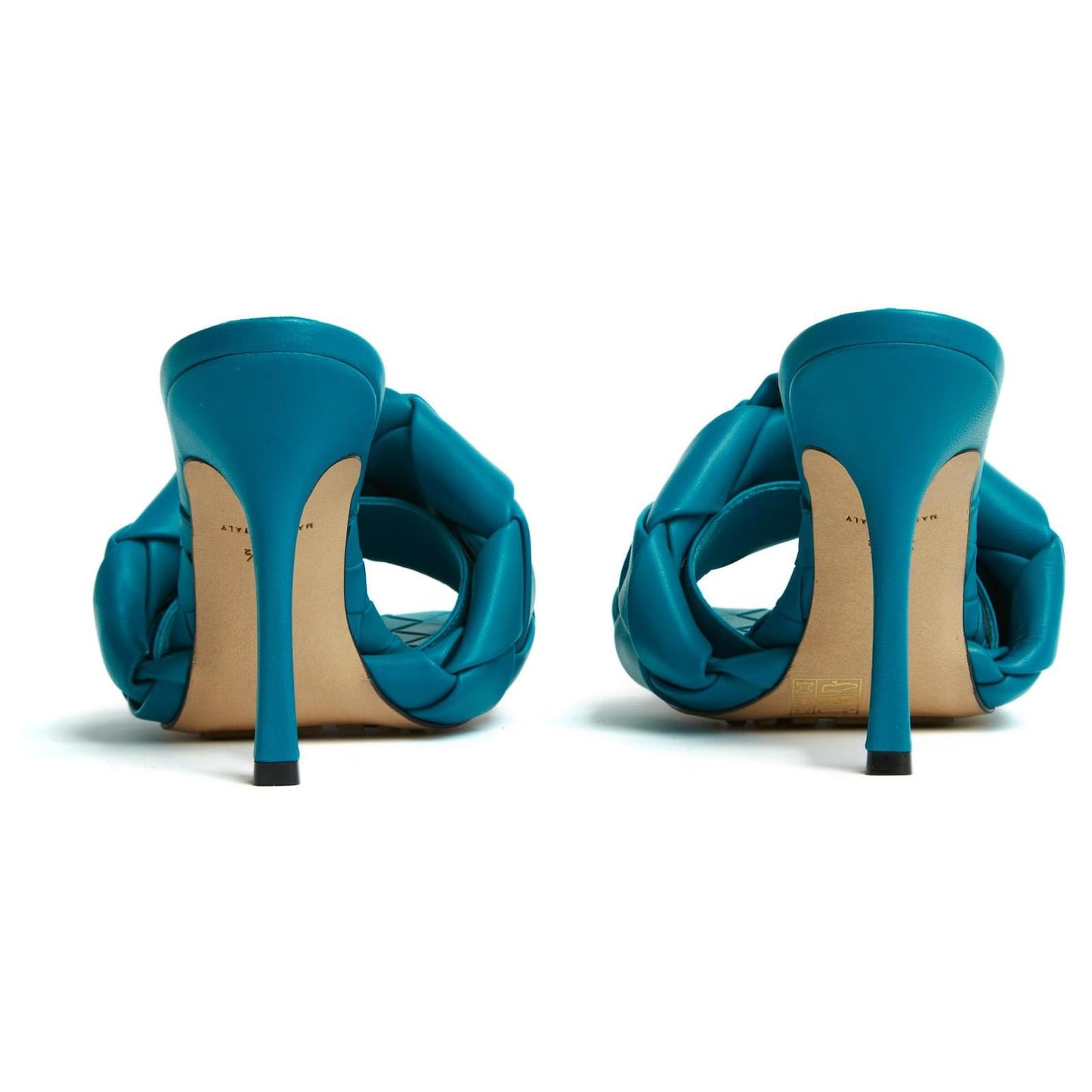 behind Bottega Veneta Lido Mule Vintage Blue 608854VBSS04335