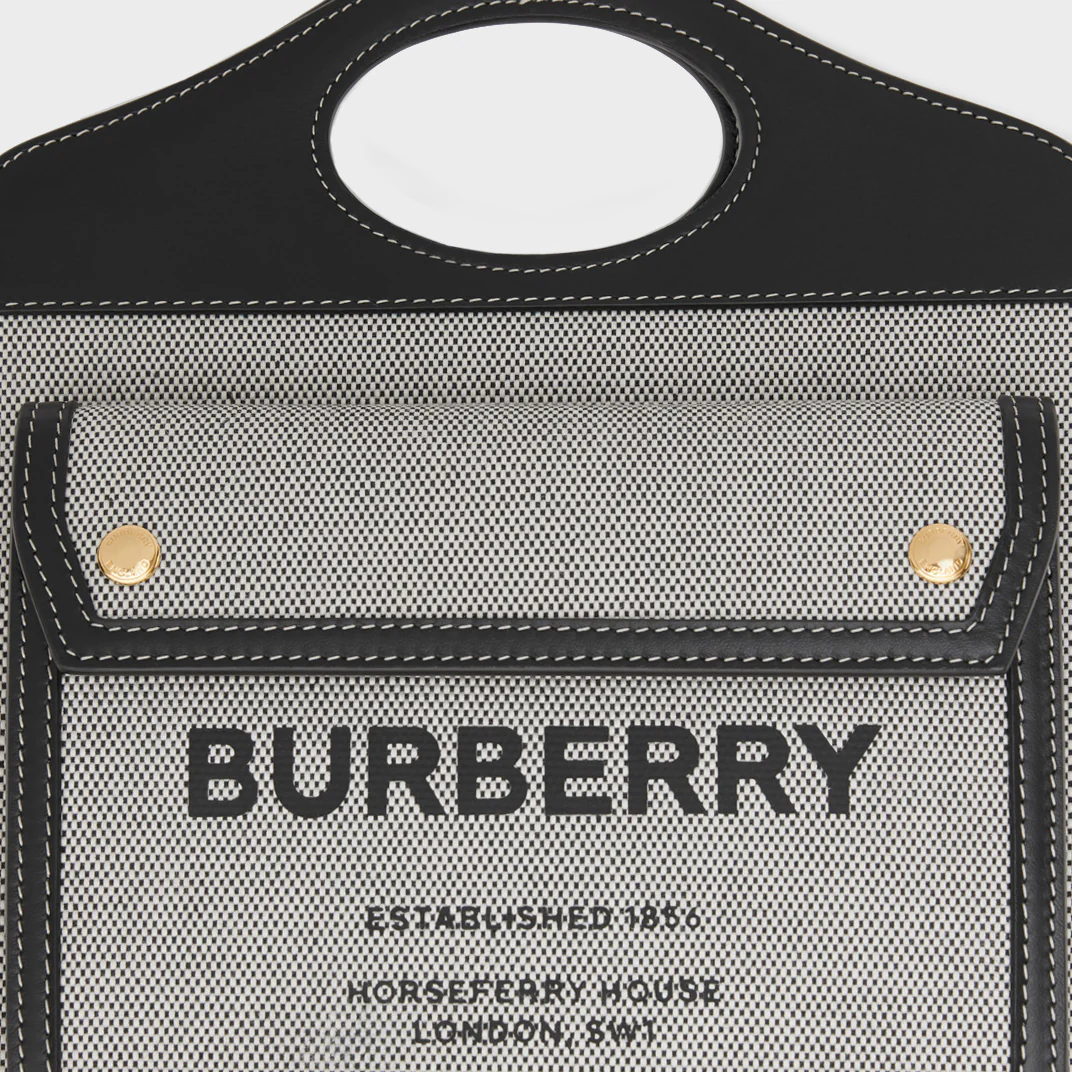 túi xách đeo chéo BURBERRY CANVAS TWO-TONE MINI POCKET BAG IN GREY/BLACK 8039363 authentic tại hà nội, việt nam