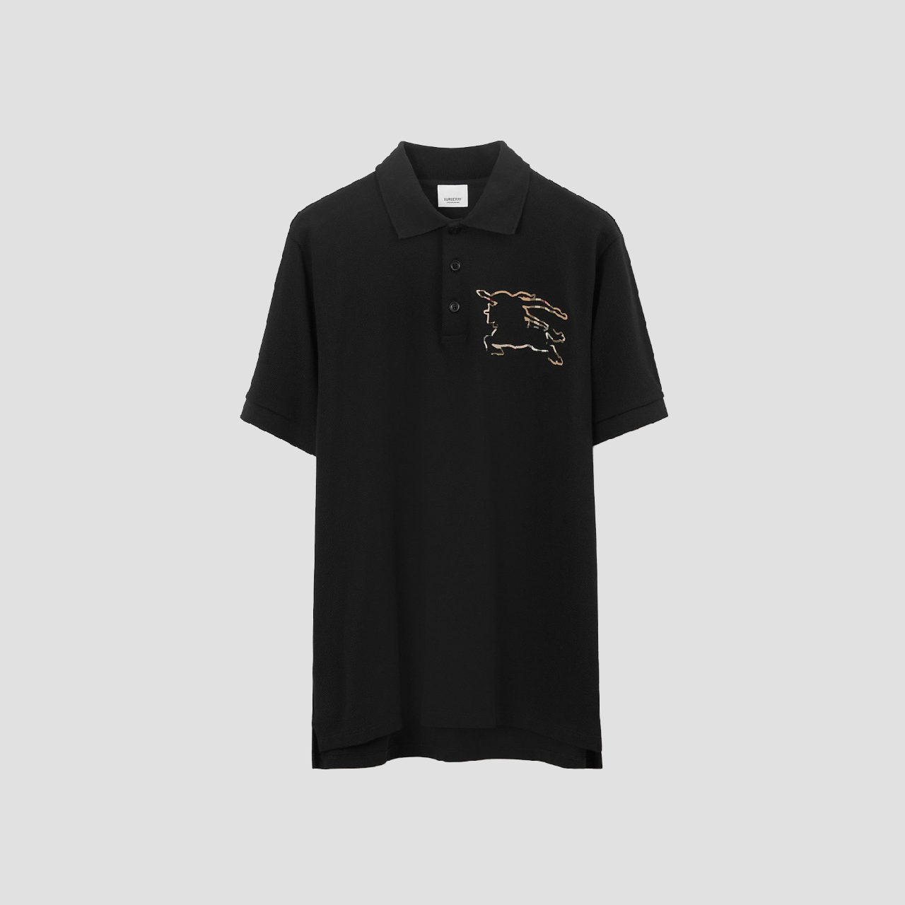 Burberry Check EKD Cotton Polo Shirt In Black 80706821