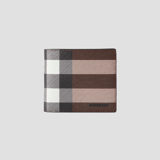 Burberry Check And Leather Bifold Wallet In Dark Birch Brown 80527901