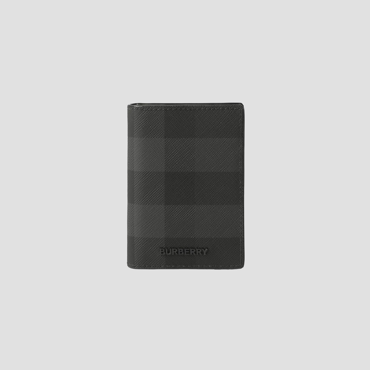 Burberry Check And Leather Folding Card Case In Charcoal 80701951