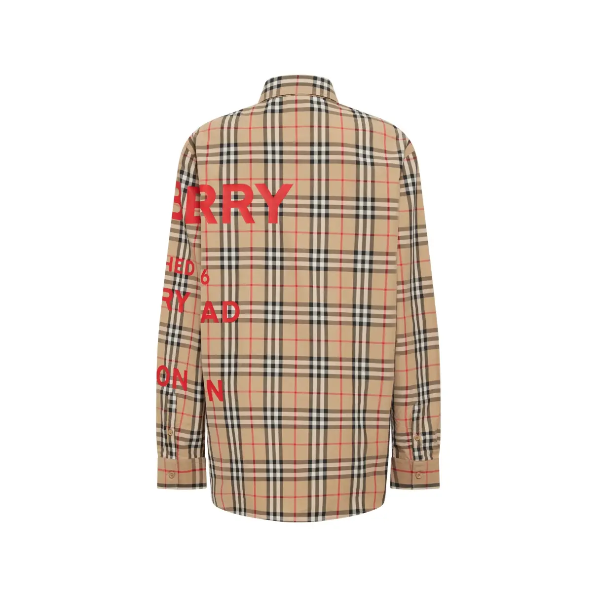 BURBERRY CHECKED RED LOGO PRINTED SHIRT IN BEIGE 8021789