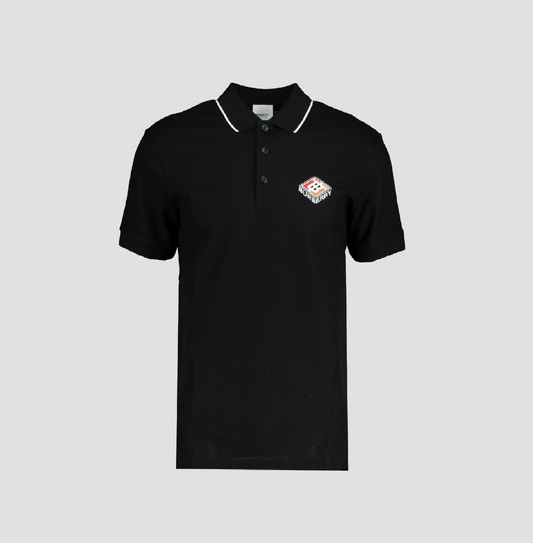 Burberry Embroidered Graphic Logo Polo Shirt In Black 8021833