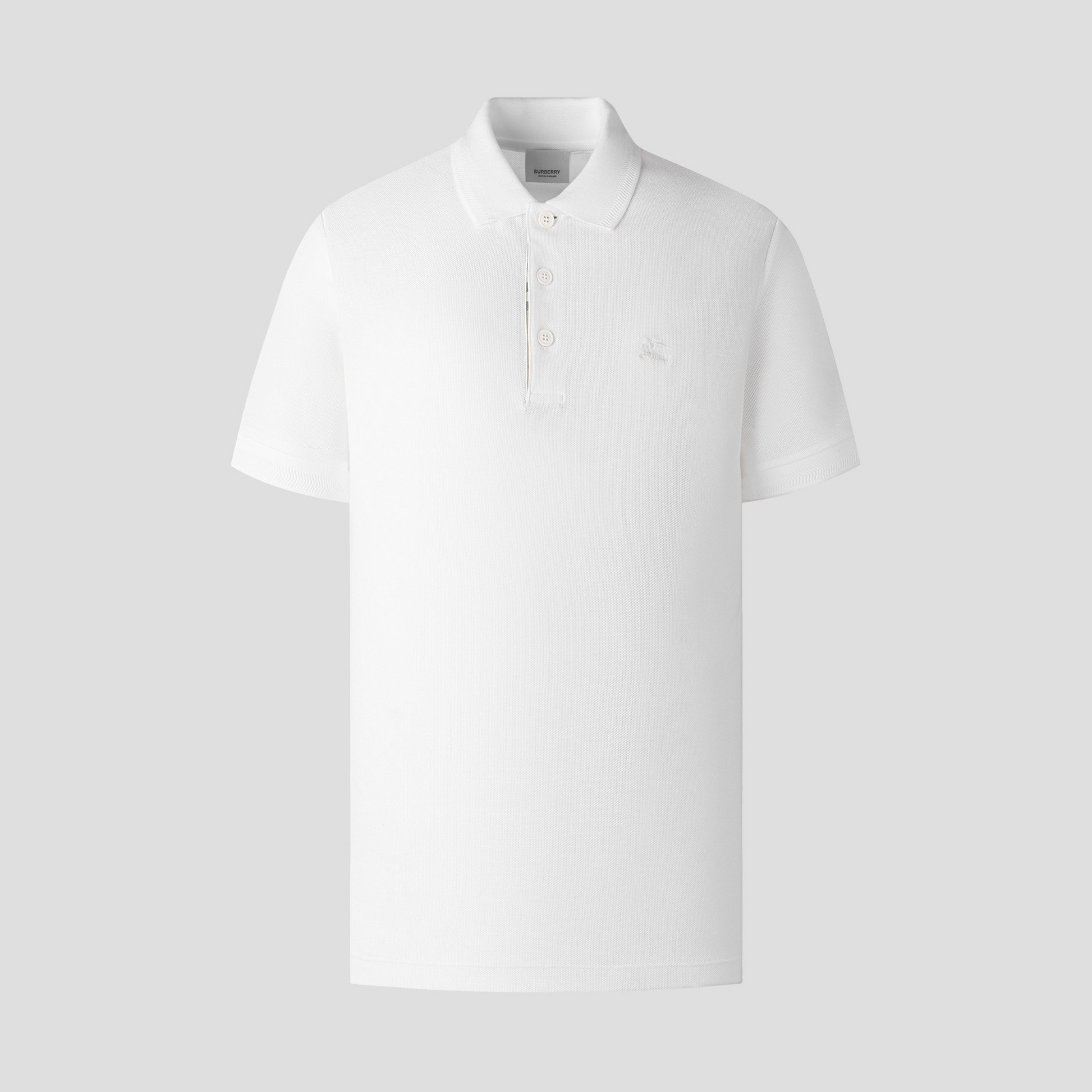 Burberry Equestrian Knight Embroidered Polo In White 8078094 1001