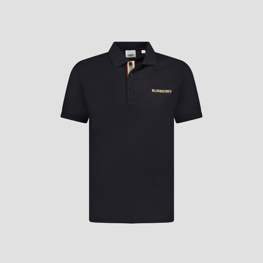 Burberry Hartford Logo Embroidered Polo Shirt In Black 8084436