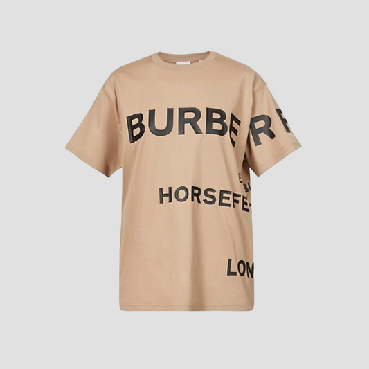 BURBERRY HORSEFERRY PRINT COTTON T-SHIRT IN BEIGE 8080544