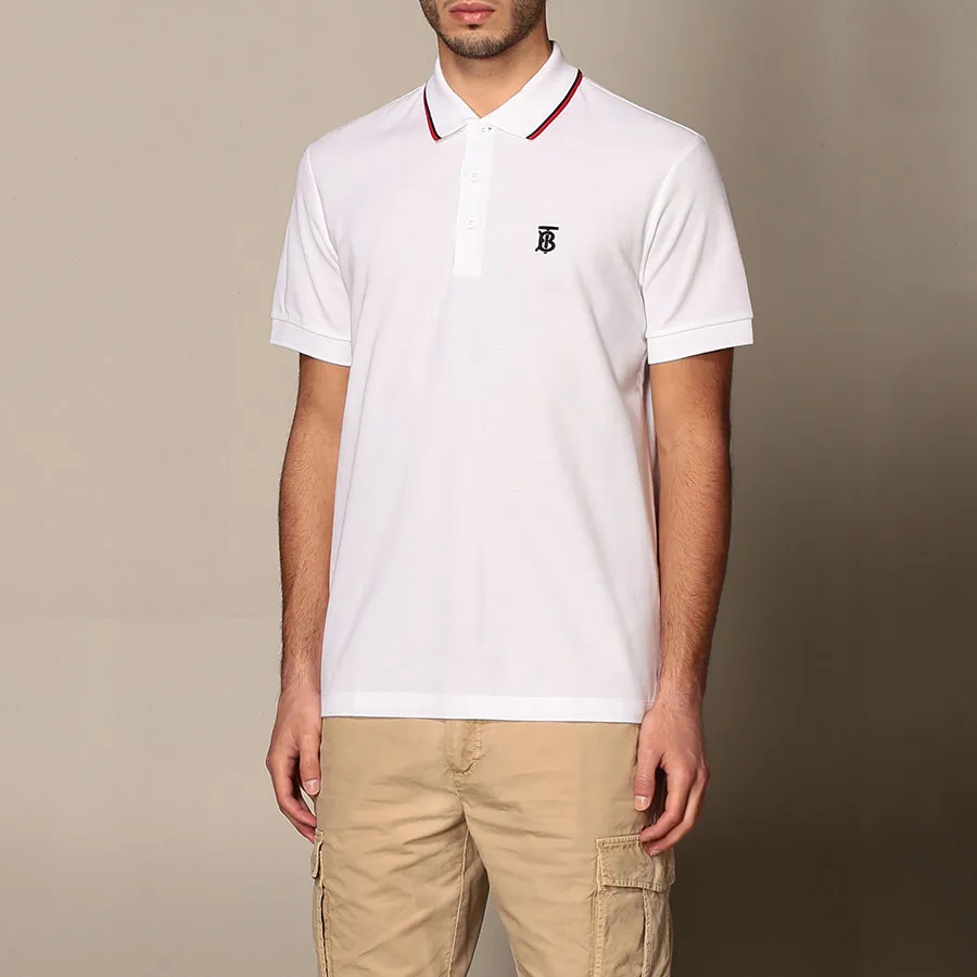 áo thun có cổ BURBERRY ICON STRIPE PLACKET COTTON PIQUÉ POLO SHIRT IN WHITE 8017004 Authentic tại BlankRoom Hà Nội, Việt Nam