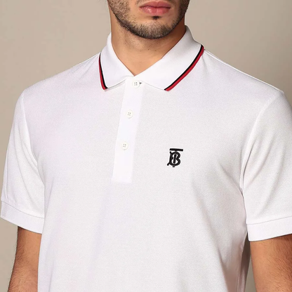 áo thun có cổ BURBERRY ICON STRIPE PLACKET COTTON PIQUÉ POLO SHIRT IN WHITE 8017004 Authentic tại BlankRoom Hà Nội, Việt Nam