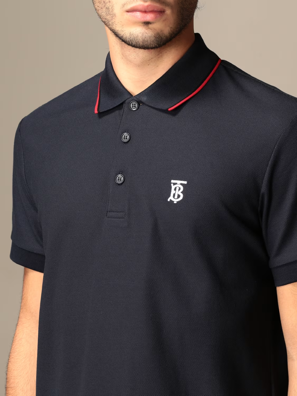 áo thun có cổ Burberry Icon Stripe Placket Cotton Piqué Polo Shirt Navy 8017007 authentic tại blankroom hà nội, việt nam