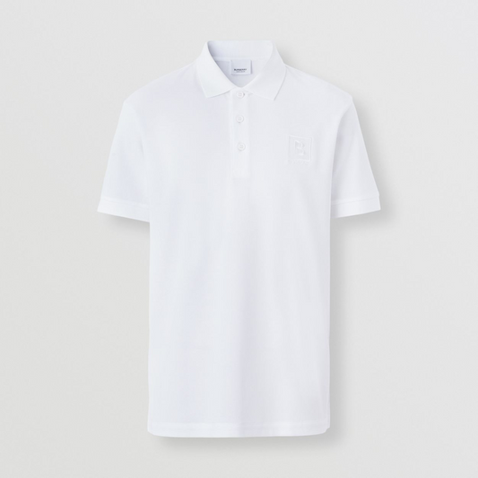 BURBERRY LETTER GRAPHIC LOGO-EMBOIRDERED POLO IN WHITE 8053026