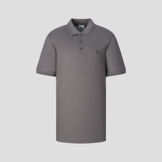 BURBERRY LOGO-EMBOIRDERED EQUESTRIAN KNIGHT POLO IN GREY 8078091