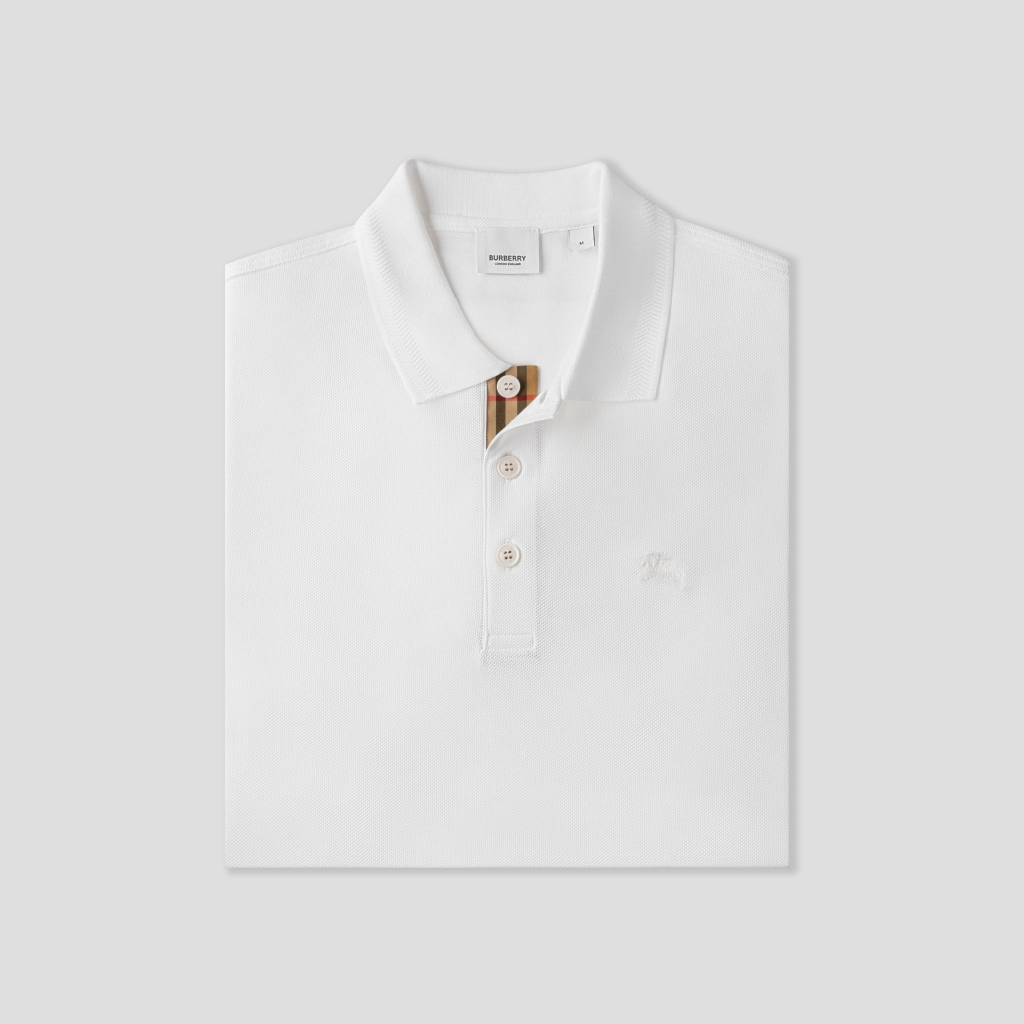 áo thun có cổ BURBERRY LOGO-EMBOIRDERED EQUESTRIAN KNIGHT POLO IN WHITE 8078094 authentic blankroom hà nội việt nam