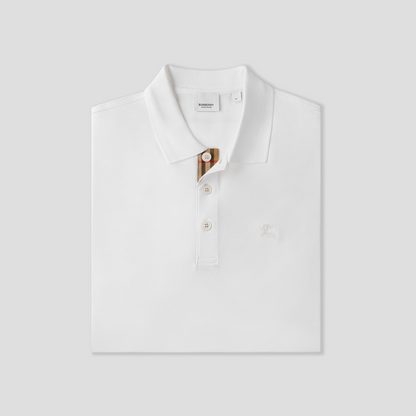 áo thun có cổ BURBERRY LOGO-EMBOIRDERED EQUESTRIAN KNIGHT POLO IN WHITE 8078094 authentic blankroom hà nội việt nam