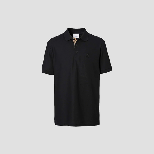 Burberry Logo-Emboired Cotton Piqué Polo Shirt Black 8014003