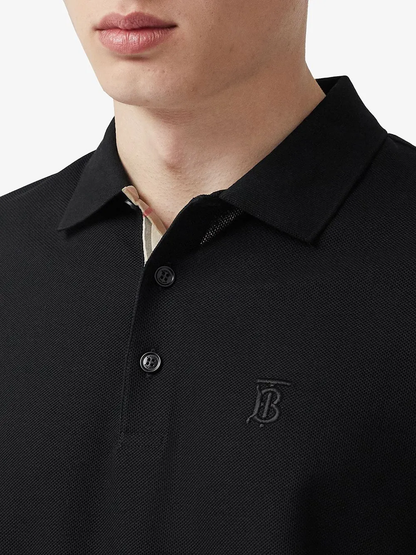 áo thun có cổ Burberry Logo-Emboired Cotton Piqué Polo Shirt Black 8014003 authentic tại blankroom hà nội, việt nam