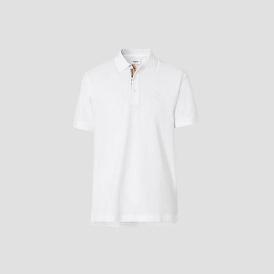 Burberry Logo-Emboired Cotton Polo Shirt White 8014005