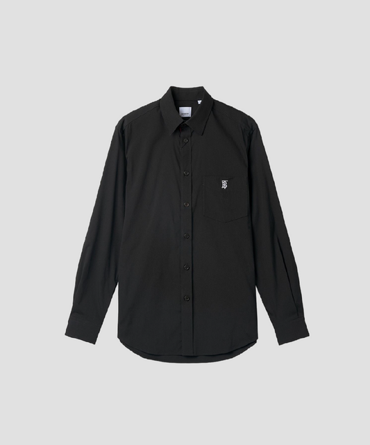 BURBERRY LOGO-EMBROIDERED WHITE BT SHIRT IN BLACK 8057473