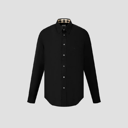 BURBERRY LOGO EQUESTRIAN KNIGH LONG SLEEVE SHIRT IN BLACK 8066763