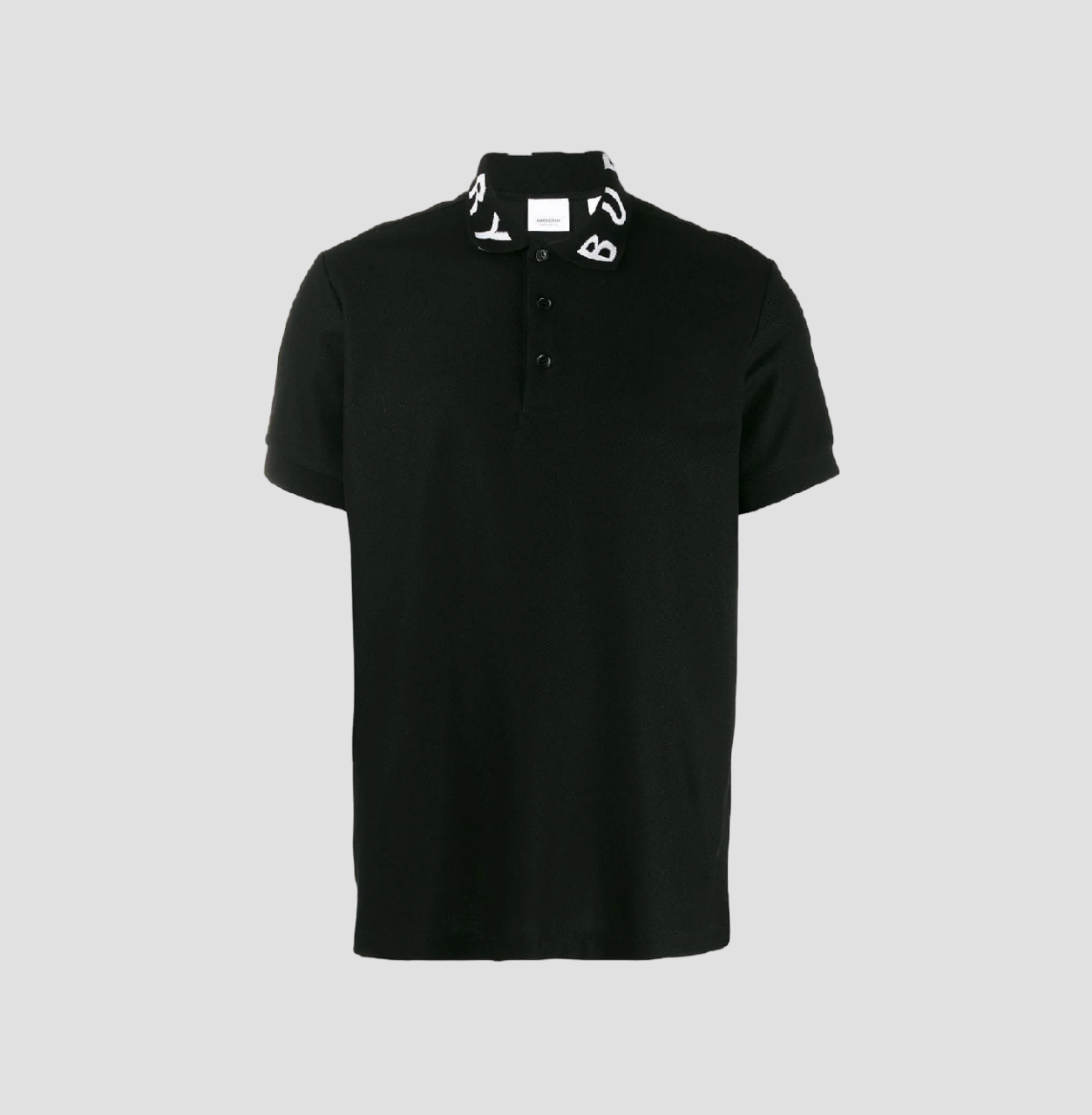 BURBERRY LOGO INTARSIA COTTON PIQUÉ POLO SHIRT IN BLACK 8067536