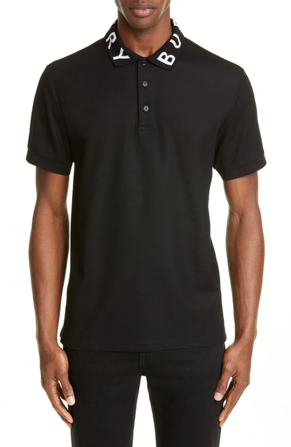 áo thun có cổ BURBERRY LOGO INTARSIA COTTON PIQUÉ POLO SHIRT IN BLACK 8067536 authentic tại blankroom hà nội, việt nam