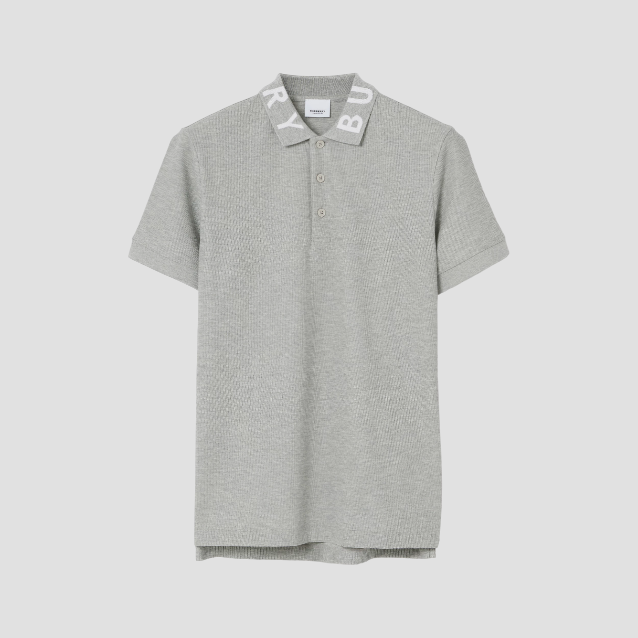 BURBERRY LOGO INTARSIA COTTON PIQUÉ POLO SHIRT IN GREY 8013501