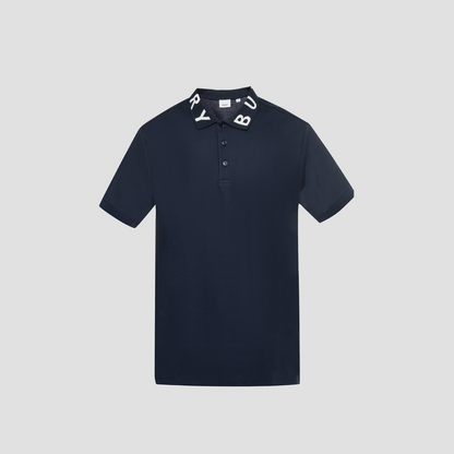 Burberry Logo Intarsia Cotton Piqué Polo Shirt In Navy 8067538