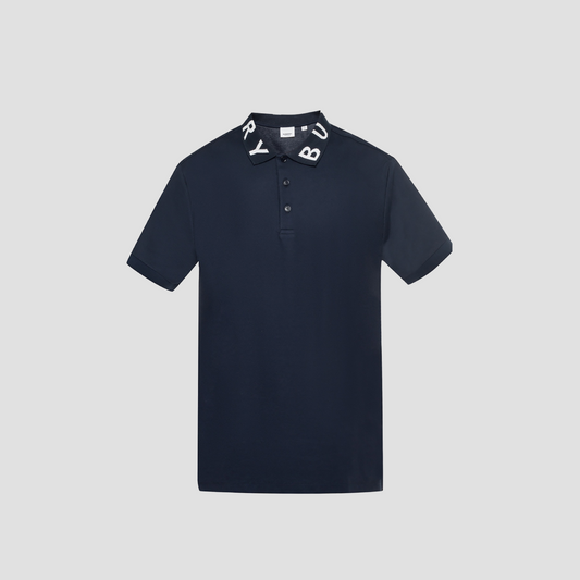 Burberry Logo Intarsia Cotton Piqué Polo Shirt In Navy 8067538