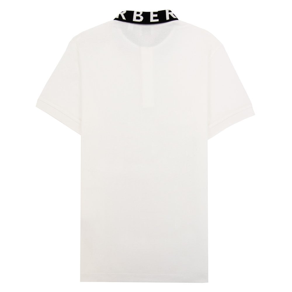 BURBERRY LOGO INTARSIA COTTON PIQUÉ POLO SHIRT IN WHITE 8067537