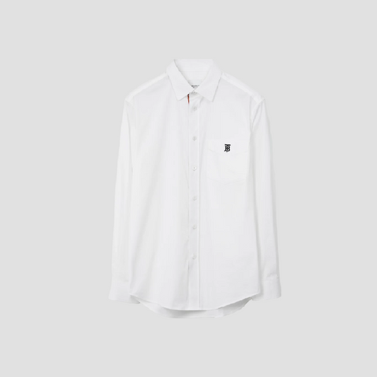 Burberry Logo TB Cotton Long Sleeve Shirt In White 80430601