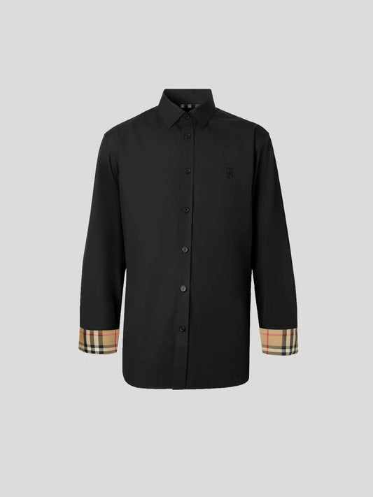 BURBERRY LONG SLEEVE BLACK MONOGRAM EMBROIDERED SHIRT 80323051