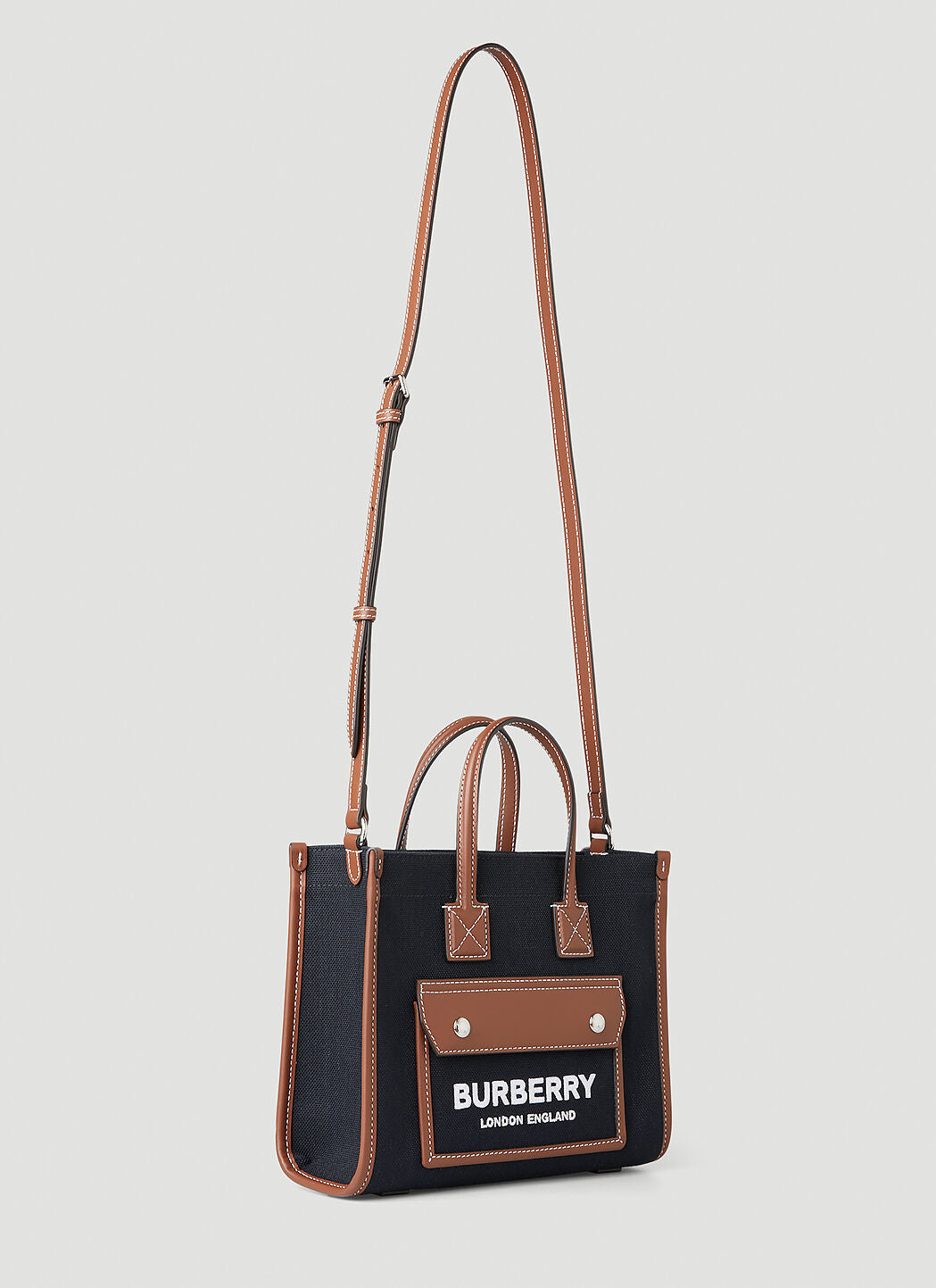 túi đeo chéo BURBERRY MINI FREYA TOTE BAG IN BLACK TAN 8055749 hàng hiệu authentic tại hà nội, sài gòn, tp hcm, việt nam