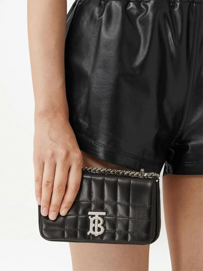 mẫu cầm tay BURBERRY MINI LOLA QUILTED LEATHER BAG IN BLACK WITH SILVER HARDWARE 80648501